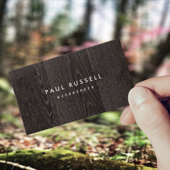 Dark Wood Grain Rustic Carpentry Business Card by sm_business_cards at Zazzle