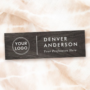 Dark wood look modern logo, name and title name tag