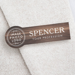 Dark wood look name title custom logo tag