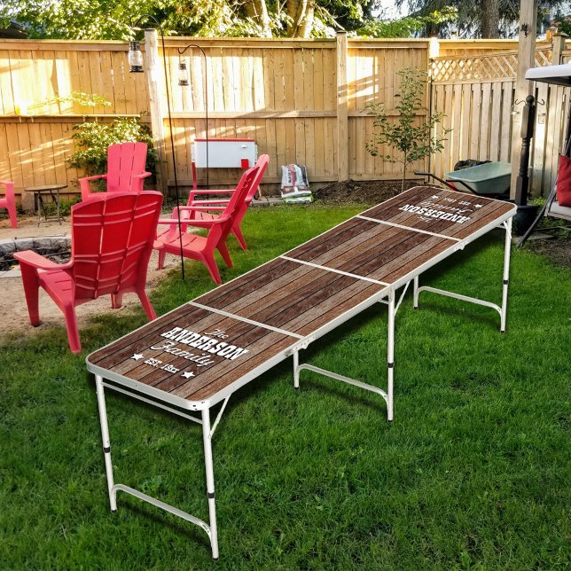 Dark Wood-look Personalized Beer Pong Table (Creator Uploaded)