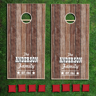 Dark Wood-look Personalized Cornhole Set