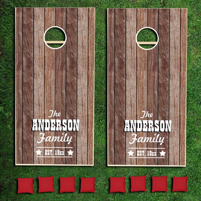 Dark Wood-look Personalized Cornhole Set (Creator Uploaded)