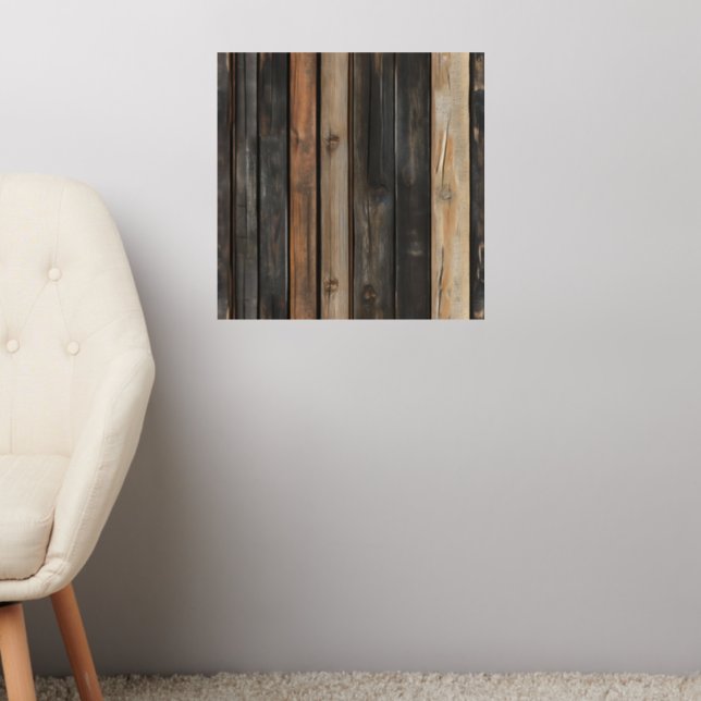 Dark Wood Pattern Wall Decal (Living Room 2)