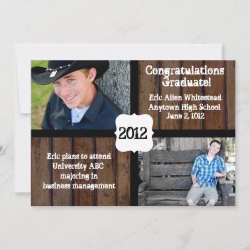 Dark Wood Photo Graduation Announcement