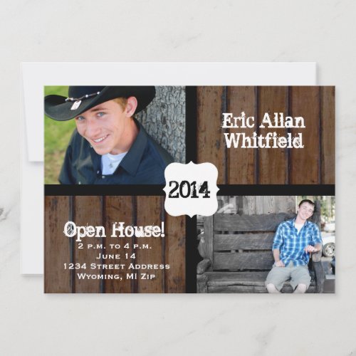 Dark Wood Photo Graduation Announcement Invitation