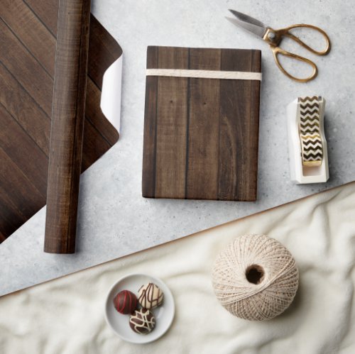 Dark Wood Planks with Wood Grain Wrapping Paper