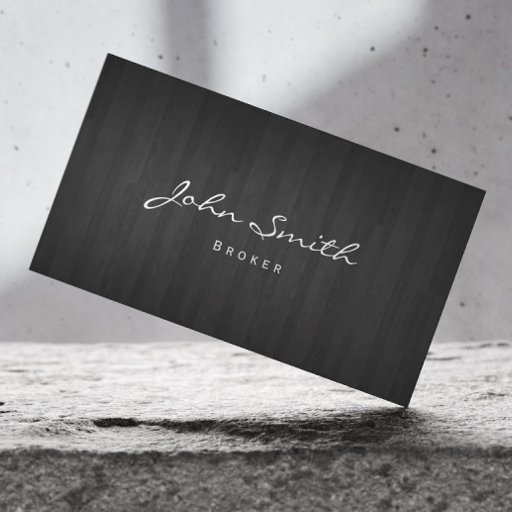 Customizable Dark Wood Real Estate Broker Business Card