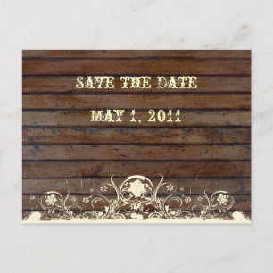 Dark Wood Save the Date Announcement Postcard