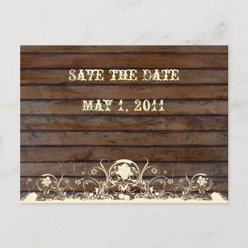 Dark Wood Save the Date Announcement Postcard