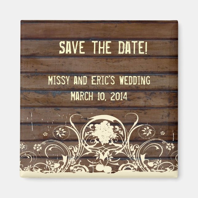 Dark Wood Save the Date Magnet (Front)