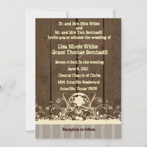 Dark Wood Shabby Lace Country Wedding Invitation