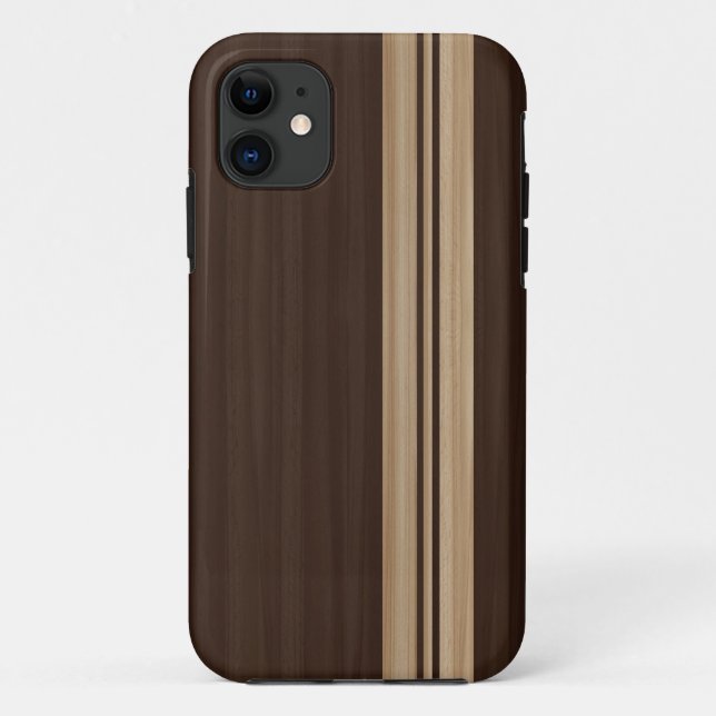 Dark Wood Stripes iPhone 5 Case - Surfboard Style (Back)