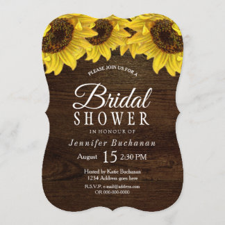 Dark Wood Sunflower Bridal Shower Invitation
