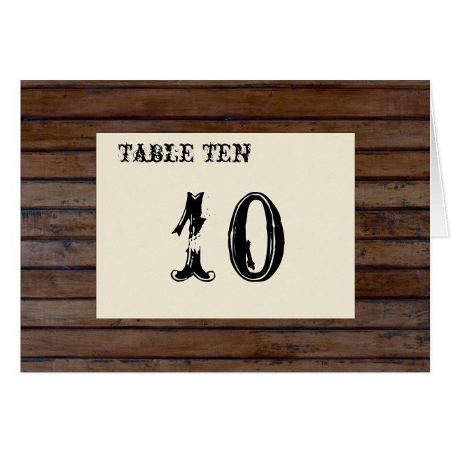 Dark Wood Table Number Cards (flat cream plain) (Front Horizontal)
