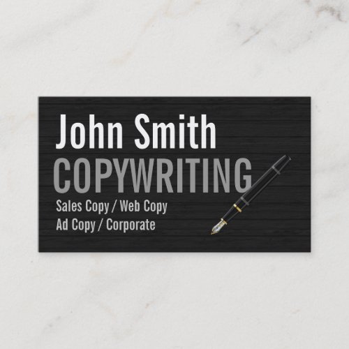 Dark Wood Typography Copywriting Business Card