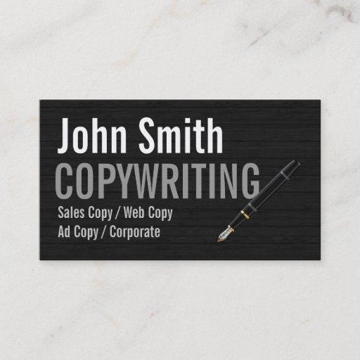 Customizable Dark Wood Typography Copywriting Business Card