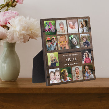 Dark Wood We Love You Abuela 14 Photo Collage Plaque by semas87 at Zazzle