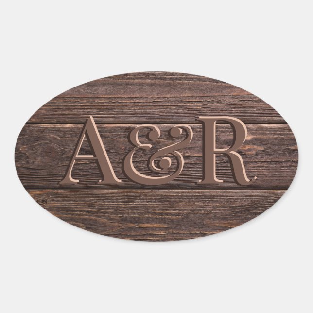 Dark Wooden effect Sticker monogram, (Front)