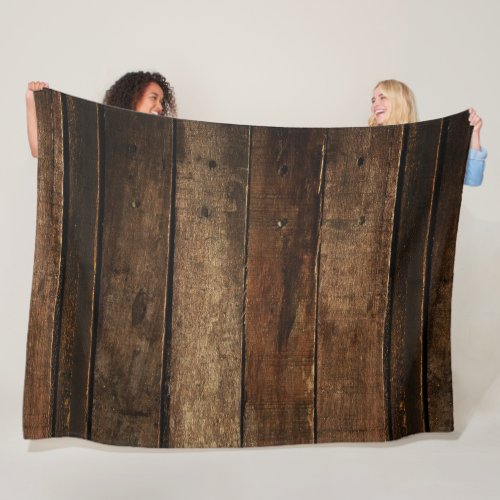 Dark Wooden Planks Fleece Blanket