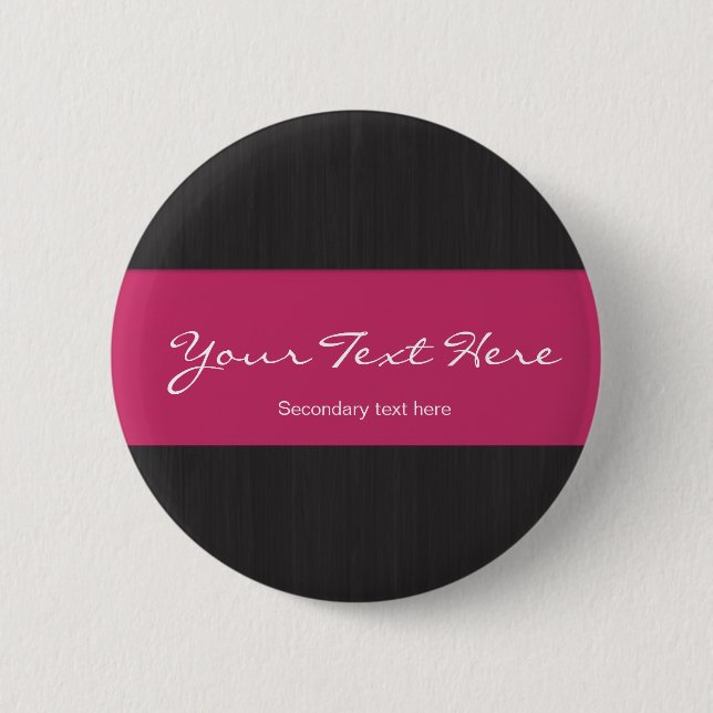 Dark woodgrain & Pink Customizable Button (Front)
