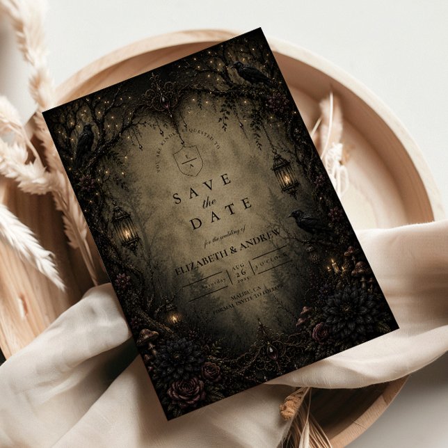 Dark Woodland Goth Forest Wedding Save The Date (Creator Uploaded)