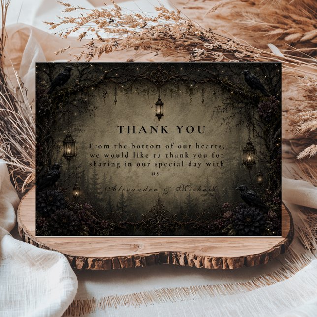 Dark Woodland Goth Forest Wedding Thank You Card (Creator Uploaded)