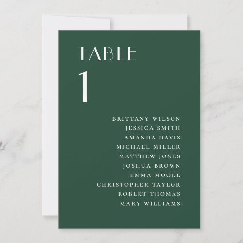 Dark Woodland Green Modern Wedding Seating Chart Invitation