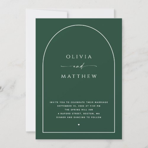 Dark Woodland Green Wedding | Arch Photo + QR Code Invitation