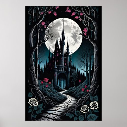 Dark Woods Castle Fantasy Poster