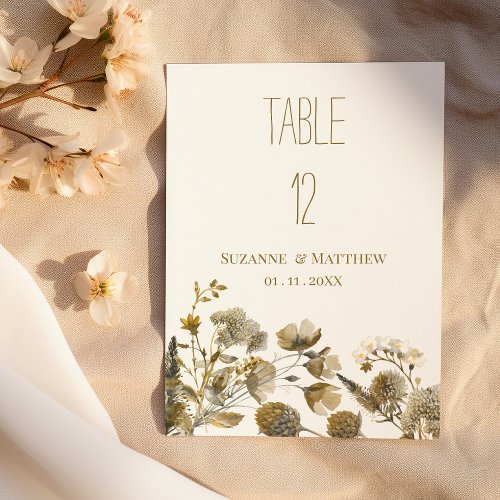 Dark yellow ivory white brown flora Table Numbers 