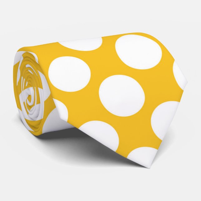 yellow and white polka dot tie