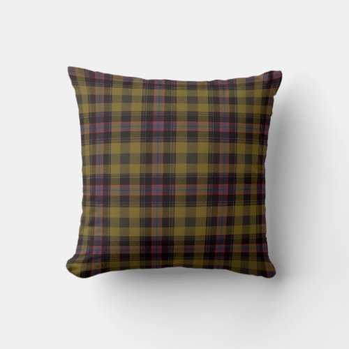 Dark Yellow Scottish Tartan Plaid Throw Pillow