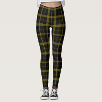 Black and navy blue Tartan Plaid Scottish Pattern Leggings