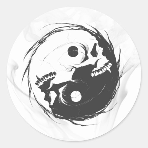 Dark yin yang religious Symbol Classic Round Sticker