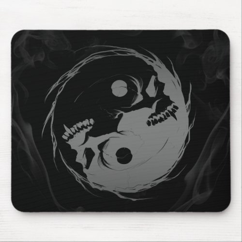 Dark yin yang religious Symbol Mouse Pad