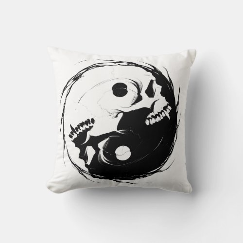 Dark yin yang religious Symbol Throw Pillow