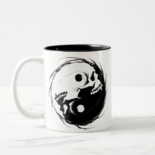 Dark yin yang religious Symbol Two_Tone Coffee Mug