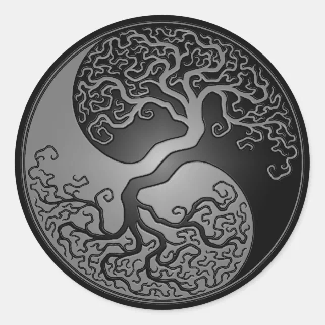 Dark Yin Yang Tree Classic Round Sticker | Zazzle | Yin Yang, Yin