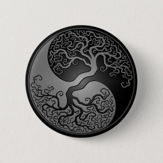 Dark Yin Yang Tree Pinback Button