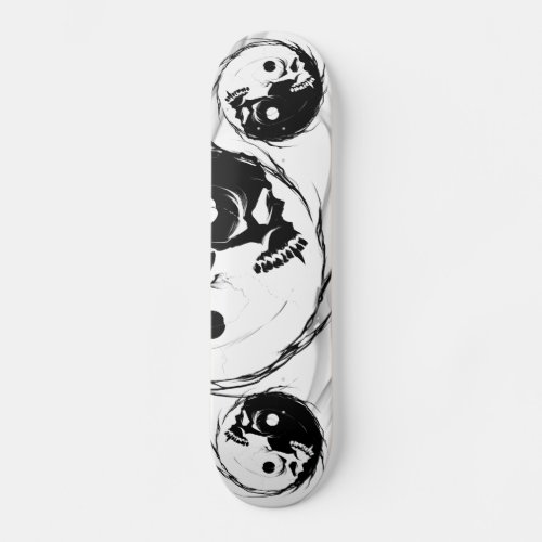 Dark Yin Yang Vampire Skull Religious Symbol Skateboard