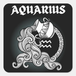 Dark Zodiac - Aquarius   Medieval Astrology Art Square Sticker