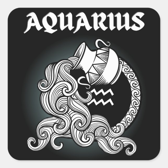 Dark Zodiac - Aquarius | Medieval Astrology Art Square Sticker (Front)