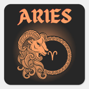 Dark Zodiac - Aries Medieval Astrology Art Square Sticker