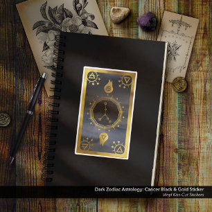 Dark Zodiac Astrology: Cancer Black & Gold Sticker