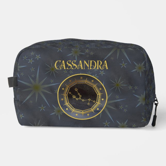 Dark Zodiac Astrology: Taurus Black Gold Name Dopp Kit (Front)