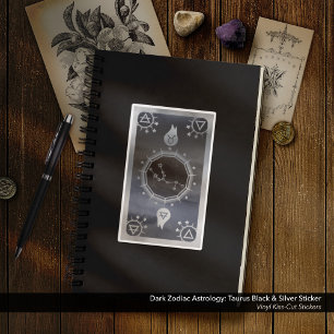 Dark Zodiac Astrology: Taurus Black & Silver Sticker