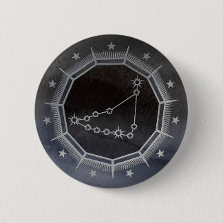 Dark Zodiac: Capricorn Birth Sign Black & Silver Button