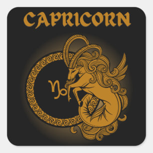 Dark Zodiac - Capricorn   Medieval Astrology Art Square Sticker