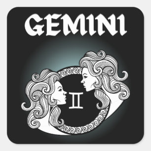 Dark Zodiac - Gemini Medieval Astrology Art Square Sticker