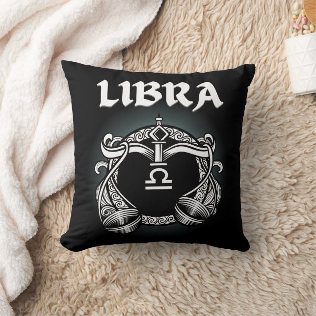Dark Zodiac - Libra | Medieval Astrology Art Throw Pillow (Blanket)